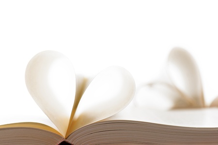 Pages of book in shape of a heartの写真素材
