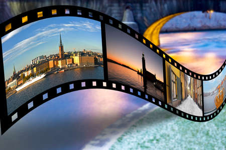 Film strip with views from the beautiful capital of Swedenの写真素材