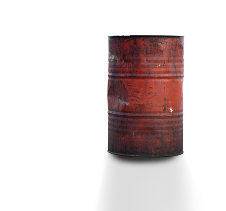 rusty rough grunge oil barrel isolated on whiteの写真素材