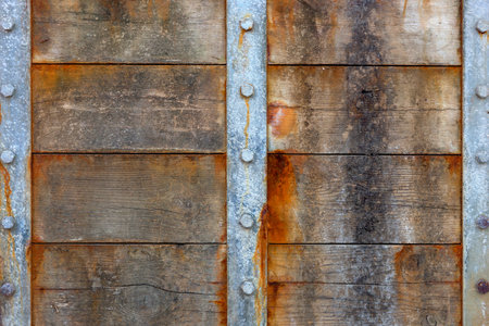 Wood background with metal detailsの写真素材