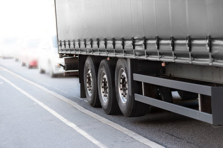 Close up of black truck in street