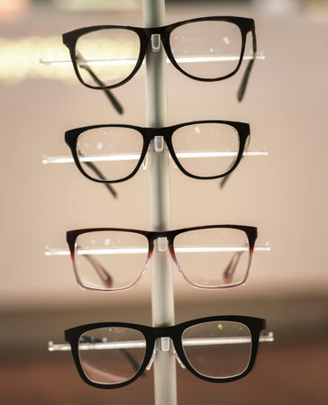 Glasses on display in retail store