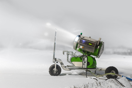 Snow gun i ski slope on blurred backgroundの写真素材