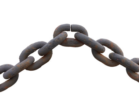 rusty iron chain with connection point