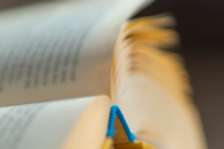 Close-up of pages of book in bright lightの写真素材