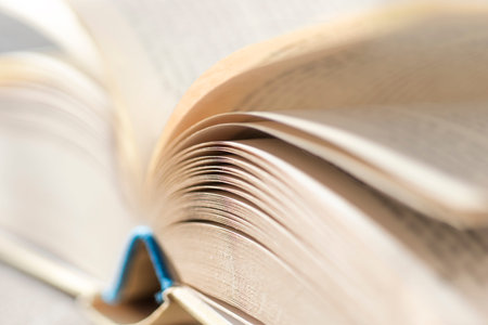 Close-up of pages of book in bright light