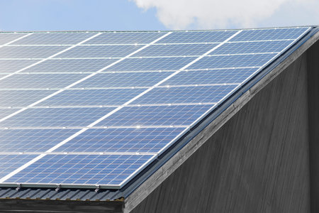 Old wooden building with solar panels on roof top