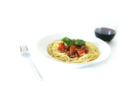 Pasta with wineの写真素材