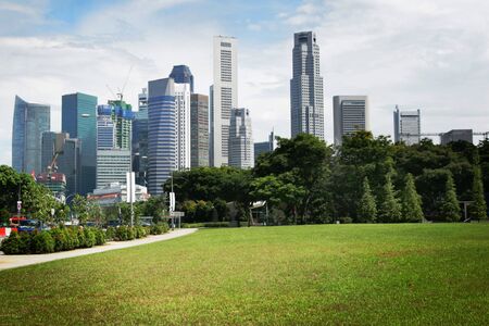 View of singapore skyline by a sunny dayの写真素材