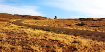 Beautiful road at sunset in Arizonaの写真素材