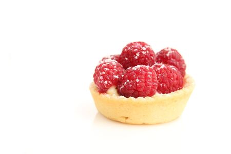 Close up of a raspberry tart on whiteの写真素材