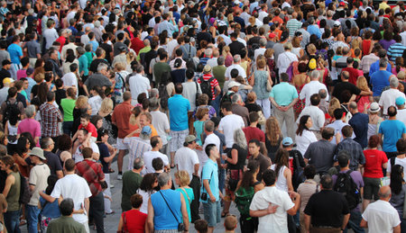 MONTREAL - JUNE 29  People walk during the open-air concert at the 33th International Jazz Festival...