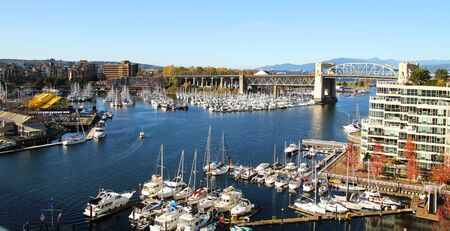 VIew from the bridge of grandville and the marina in Vancouver のeditorial素材
