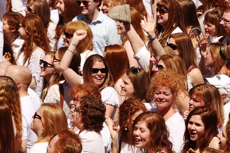 MONTREAL - MAY 04, 2013: Portrait of redhead people at the fIrst-ever gathering of read heads people in Montreal on 04 May 2013, Montreal, Quebec, Canadaのeditorial素材