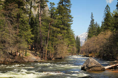 Merced river at Yosemite national park in Californiaの写真素材