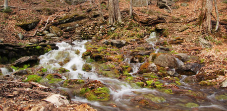 Little waterfall in the mountains in Vermont, United States