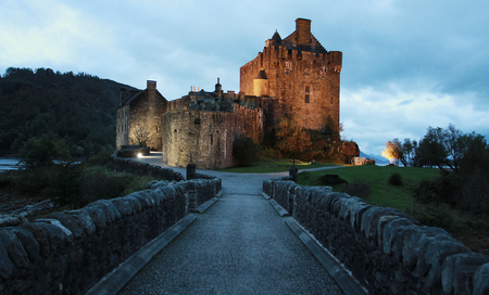 Central alley from Eilean Donan castle at duskのeditorial素材