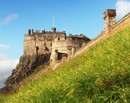 Edinburgh castle in a blue sky in summer, Scotland, UKのeditorial素材
