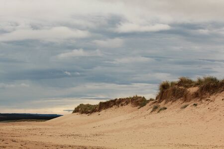 Storm over Lossiemouth sand dunes in Scotland, UKの写真素材