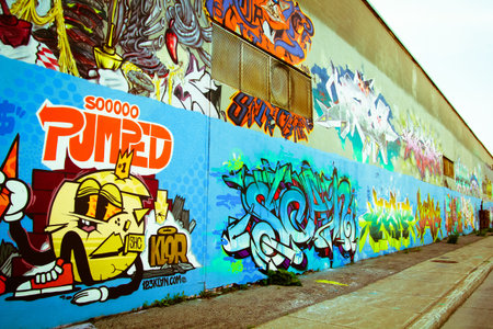 Street art Montreal is a really popular art   Montreal have a huge graffity community and many area, back alleys and abandonned buildings are dedicated to this art   のeditorial素材