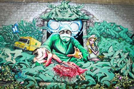 Street art Montreal is a really popular art   Montreal have a huge graffity community and many area, back alleys and abandonned buildings are dedicated to this art   のeditorial素材