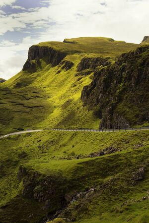 Quiraing mountain on isle of skye, Scotland by a beautiful summer day.の写真素材