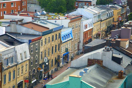 View of st-John street in St-Jean-Baptiste area in Quebec city in Canada.  The oldest city in north america.のeditorial素材
