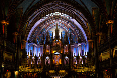 Nave of Notre Dame Basilica in old Montreal in Canadaのeditorial素材