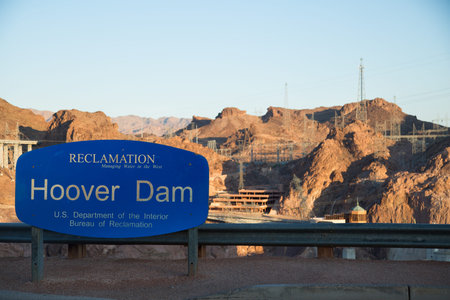 Entrance sign at Hoover dam in Arizona in United States