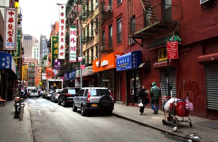 NY-USA, March 24, 2017:  Manhattan's Chinatown is a neighborhood in Lower Manhattan, New York City, bordering the Lower East Side to its eastのeditorial素材