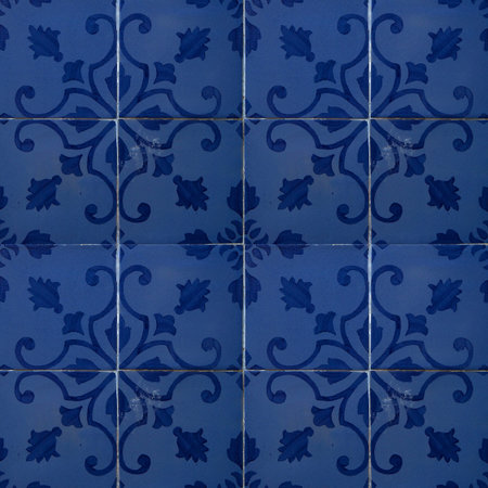 Photograph of traditional portuguese tiles in blue