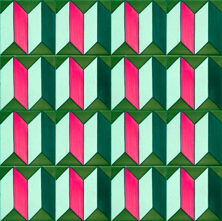 Photographer of traditional portuguese tiles in pink and greenの写真素材