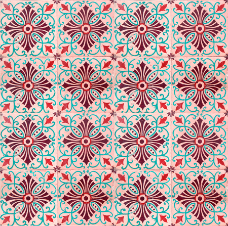 Photographer of traditional Portuguese tiles in turquoise and orangeの写真素材