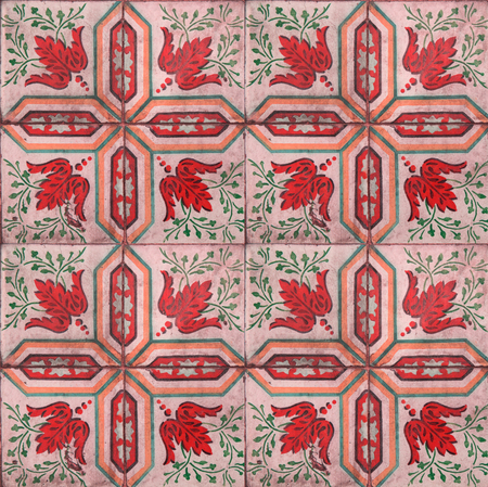 Photographer of traditional Portuguese tiles in turquoise and orangeの写真素材