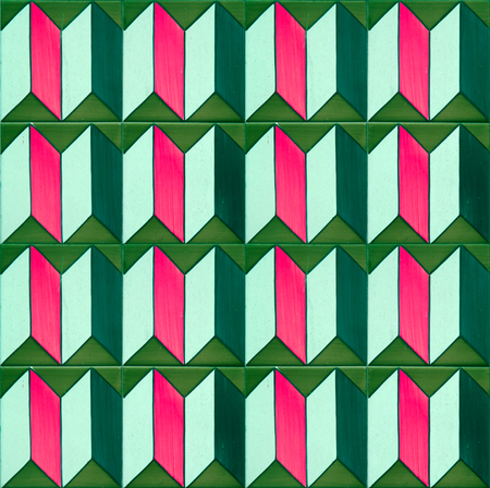 Photographer of traditional portuguese tiles in pink and greenの写真素材