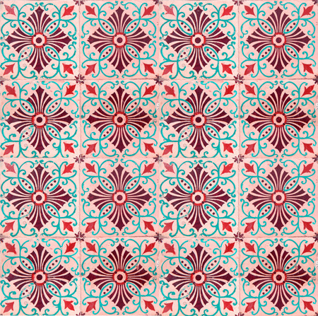 Photographer of traditional Portuguese tiles in turquoise and orangeの写真素材