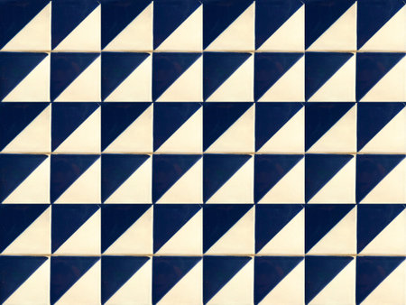 Photographe of traditional portuguese tiles with geometric pattern and in navy blue