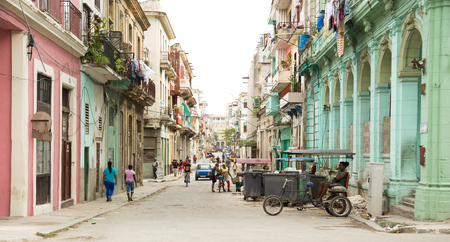 HAVANA-CUBA- DEC 5, 2018: View of one of the street of Centro Habana, one of the 15 municipalities or boroughs in the city of Havana, Cuba.のeditorial素材