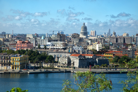 Beautiful view of the Old Havana, the Capicolio and Jose Marti Memorial in Havana in Cubaの写真素材