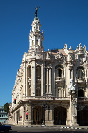 The Gran Teatro de La Habana in Havana, Cuba in a blue skyのeditorial素材
