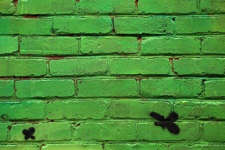 Mat brick wall paint in greenの写真素材