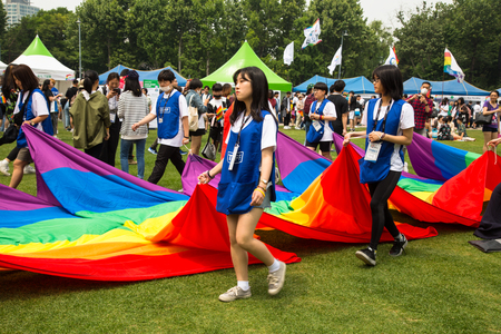 SEOUL-SOUTH KOREA, may 5, 2019:  Tens of thousands of LGBT South Koreans and their supporters paraded through central Seoul Saturday for the capital's 20th gay rights marchのeditorial素材