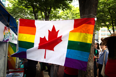 SEOUL-SOUTH KOREA, may 5, 2019:  Canadian flag at  central Seoul Saturday for the capital's 20th gay rights marchのeditorial素材