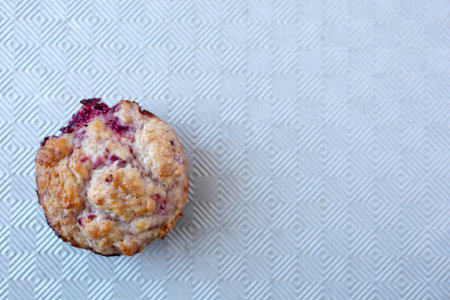 Warm and fresh handmade strawberry muffin ready to eatの写真素材
