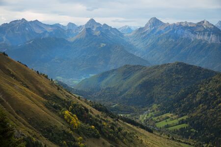 Beautiful view of the French Alps close to Annecy in Franceの写真素材