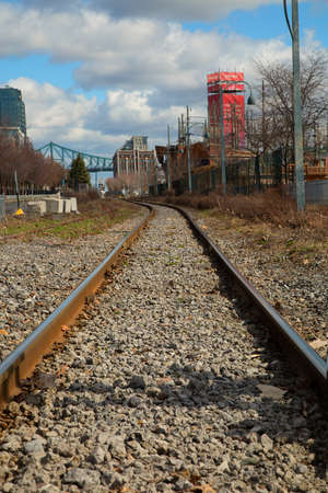 MONTREAL-CANADA, APRIL 15, 2020: Canada has a large and well-developed railway system that today transports primarily freight with two major companies, Canadian National and Canadian Pacificのeditorial素材