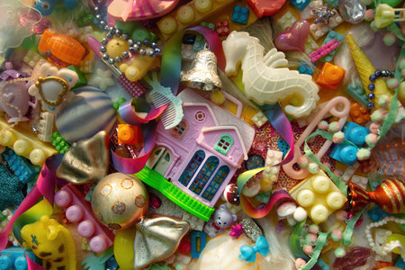 Background full of toys with different colorsの写真素材