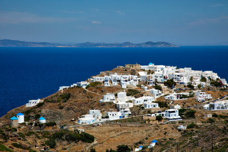 Beautiful view of Kastro, white cycladic village in Sifnos, Greeceの写真素材