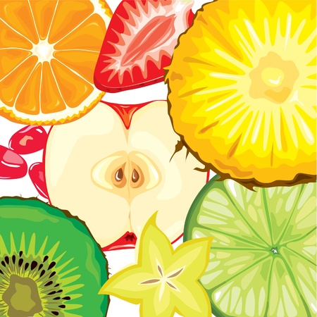 Color ripe fruit slices mixのイラスト素材