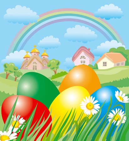 Easter landscapeのイラスト素材